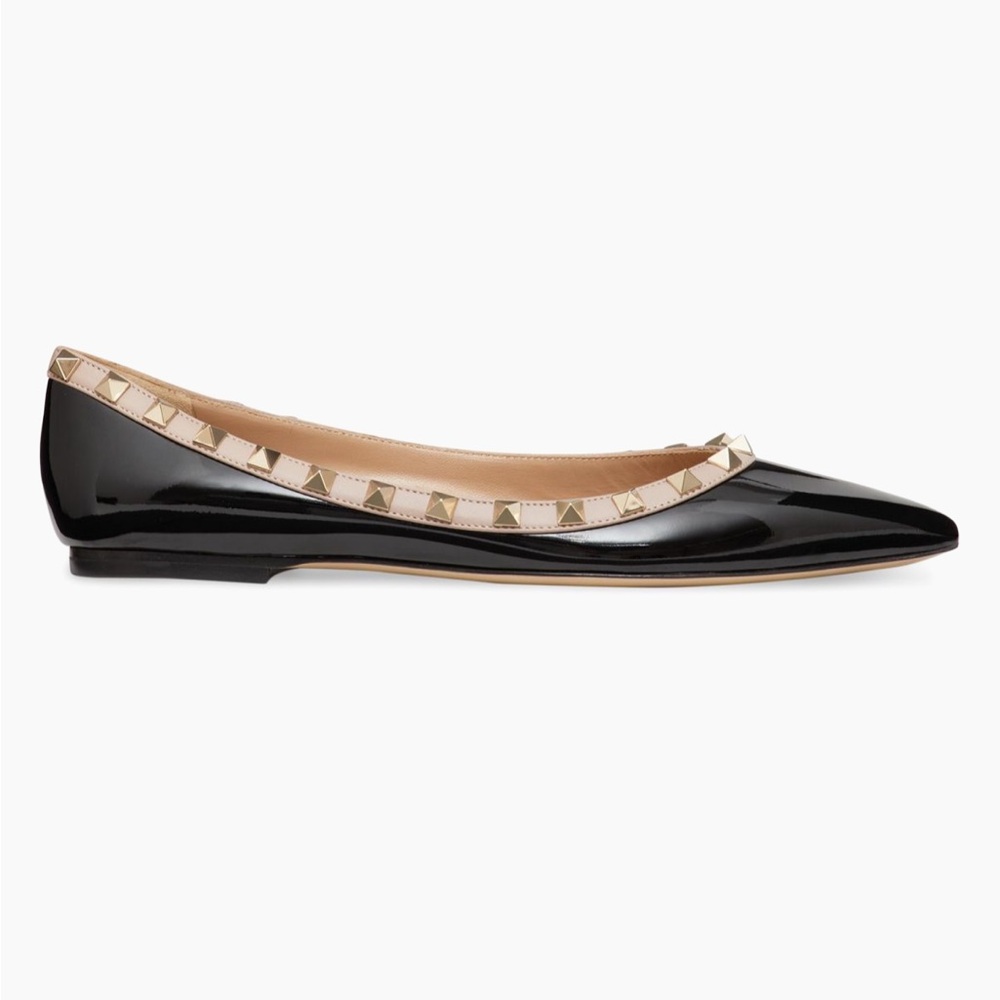 Valentino Patent Rockstud Ballet Flats (Black Poudre, IT 39, US 9) - Picture 8 of 13